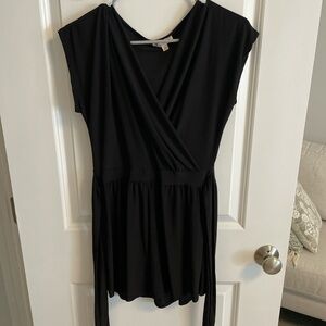 Black wrap romper with tie in front